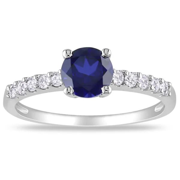 Iolite Gemstone Rings in 10K Gold with a Twisted Band for a Distinctive and Stylish AccessoryMiadora 10k Gold Created Sapphire and 1/4ct TDW Diamond Ring (G-H, I2)