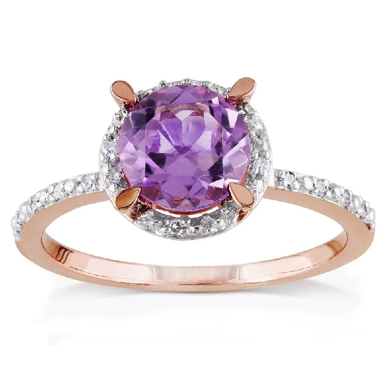 Garnet Gemstone Rings in 18K Gold Vermeil with Intricate Engravings for a Traditional AestheticMiadora 10k Rose Gold 1 1/3ct TGW Amethyst and Diamond Accent Ring (H-I, I2-I3)