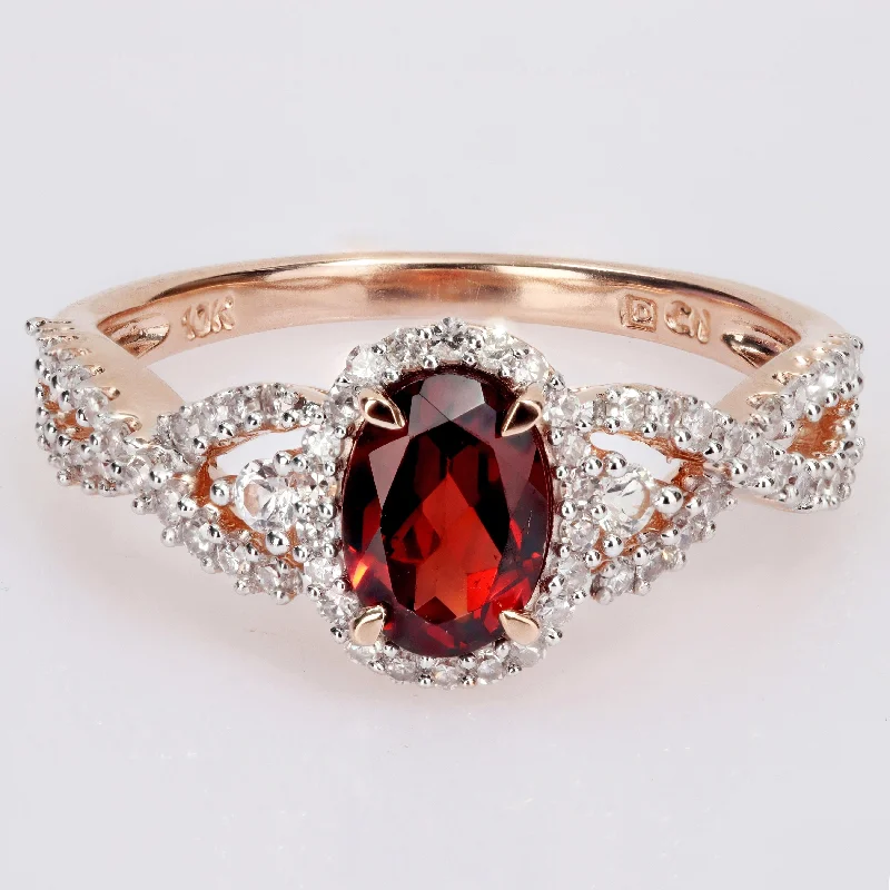 Ruby Gemstone Rings in 14K Yellow Gold with a Solitaire Setting for a Classic and Bold StatementMiadora 10k Rose Gold Garnet, White Sapphire and 1/3ct TDW Diamond Halo Infinity Ring