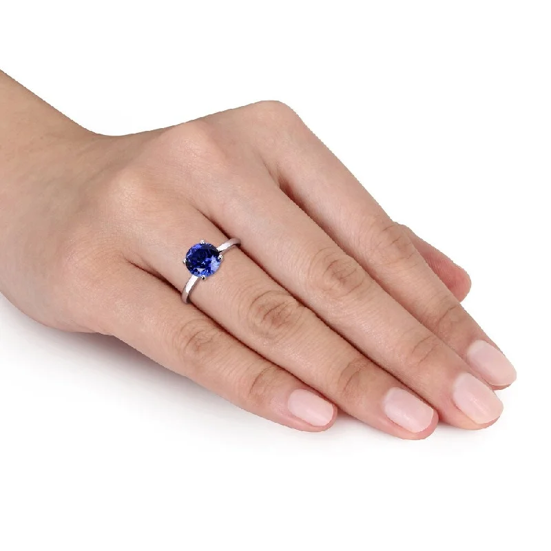 Topaz Gemstone Rings in 10K Gold with a Channel - Set Design for a Contemporary and Durable OptionMiadora 10k White Gold Created Blue Sapphire Solitaire Engagement Ring