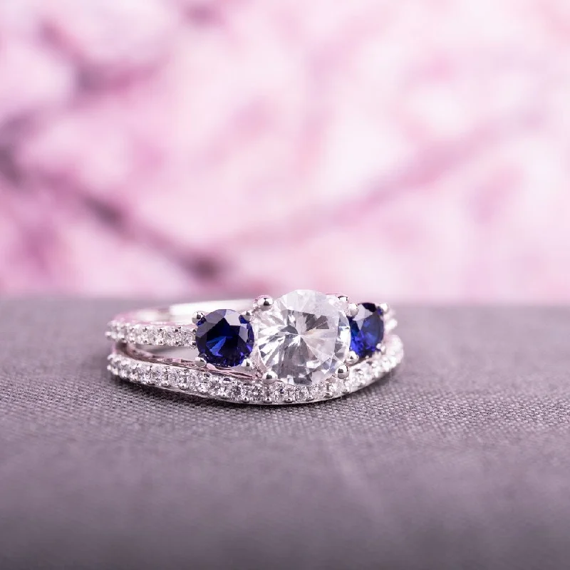 Jasper Gemstone Rings in 18K Gold Vermeil with a Matte Finish for a Subtle and Elegant LookMiadora 10k White Gold Created White and Blue Sapphire 1/3ct TDW Diamond Bridal Ring Set