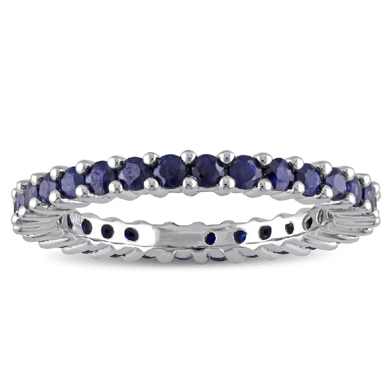 Sapphire Gemstone Rings in 18K White Gold with Diamond Accents for an Elegant EngagementMiadora 10k White Gold Sapphire Eternity Ring - Blue