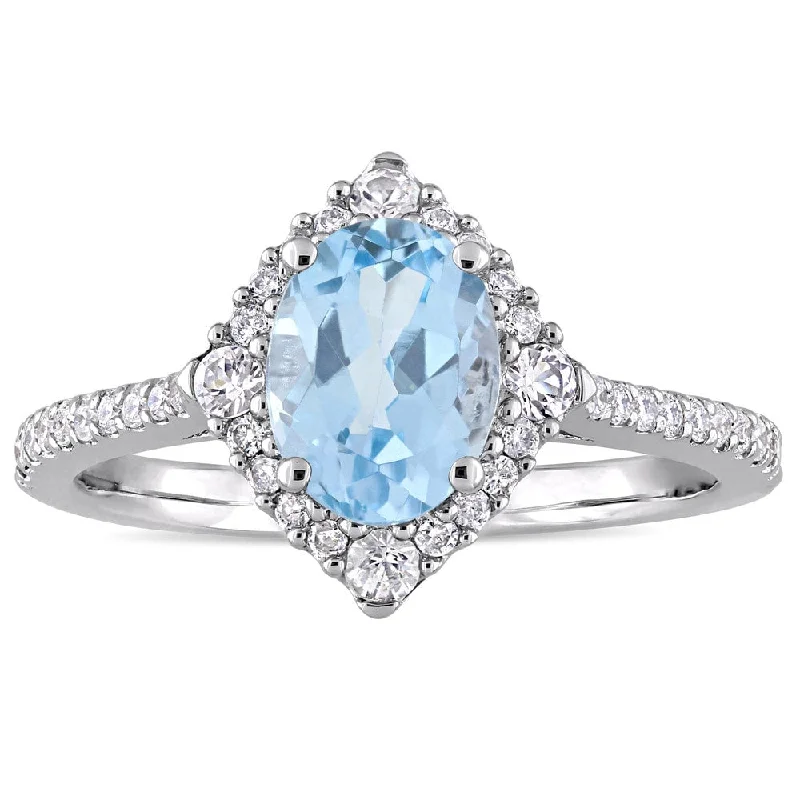 Topaz Gemstone Rings in 10K Gold with a Channel - Set Design for a Contemporary and Durable OptionMiadora 10k White Gold Sky-Blue Topaz White Sapphire 1/4ct TDW Diamond Ring