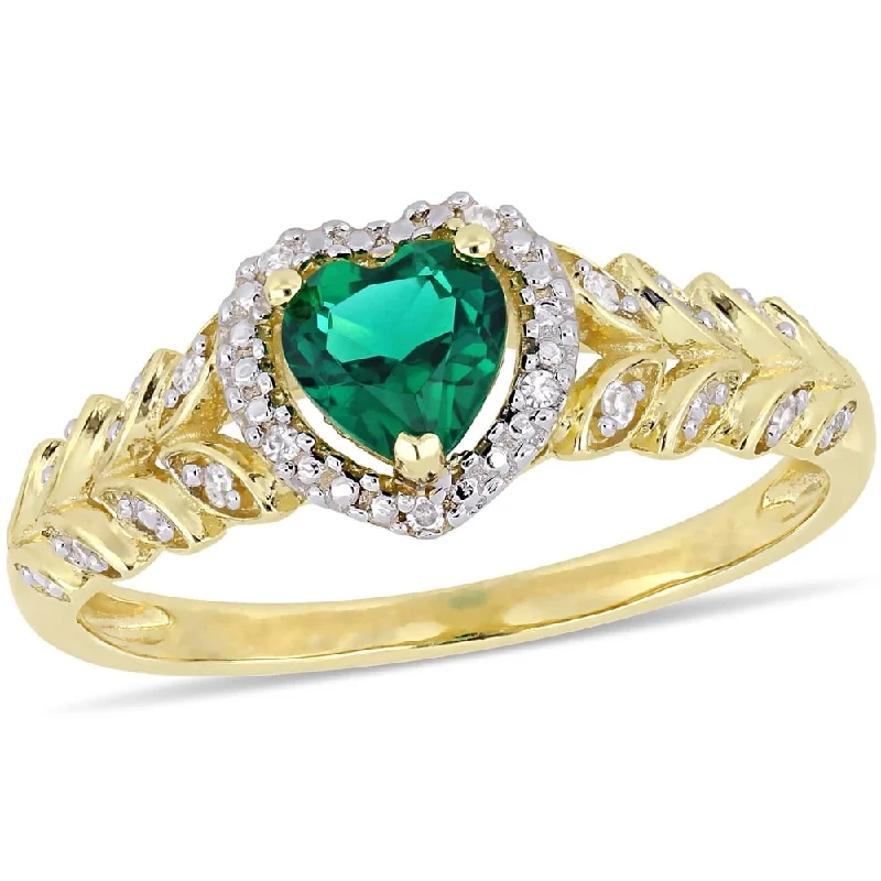 Alexandrite Gemstone Rings in Platinum with a Hidden Halo for a Rare and Luxurious PieceMiadora 10k Yellow Gold Created Emerald and Diamond Halo Engagement Ring