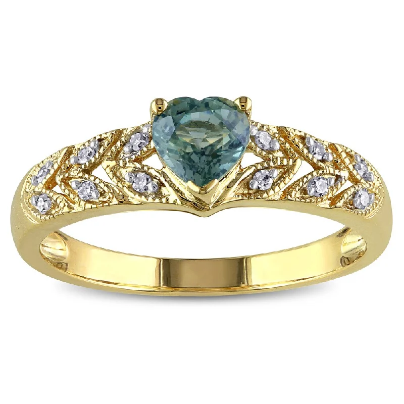 Ruby Gemstone Rings in 14K Yellow Gold with a Solitaire Setting for a Classic and Bold StatementMiadora 10k Yellow Gold Green Sapphire and Diamond Accent Ring