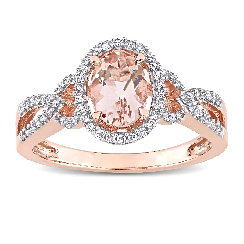 Emerald Gemstone Rings Set in Platinum with Filigree Work for a Vintage - Inspired LookMiadora 14k Rose Gold Oval-cut Morganite and 3/4ct TDW Diamond Loop Halo Engagement Ring