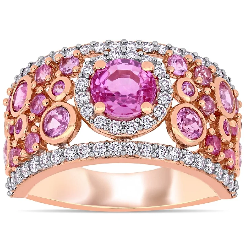 Alexandrite Gemstone Rings in Platinum with a Hidden Halo for a Rare and Luxurious PieceMiadora 14k Rose Gold Pink Sapphire and 1/2ct TDW Diamond Cluster Band Ring