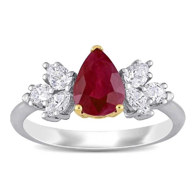 Jasper Gemstone Rings in 18K Gold Vermeil with a Matte Finish for a Subtle and Elegant LookMiadora 14k White and Yellow Gold Ruby and 1/2ct TDW Diamond Floral-Inspired Engagement Ring