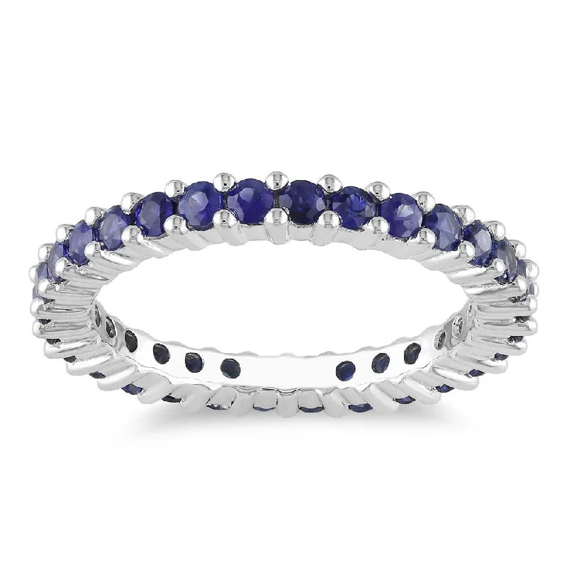 Amethyst Gemstone Rings in Sterling Silver with a Halo of Cubic Zirconia for a Budget - Friendly LuxuryMiadora 14k White Gold 1 1/2ct TGW Sapphire Eternity Ring