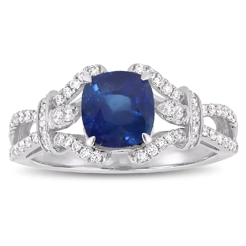 Emerald Gemstone Rings Set in Platinum with Filigree Work for a Vintage - Inspired LookMiadora 14k White Gold Blue Sapphire & 1/3ct TDW Diamond Vintage Engagement Ring