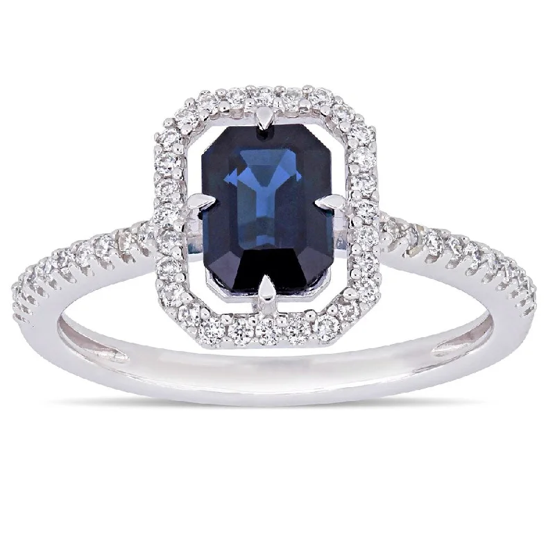 Iolite Gemstone Rings in 10K Gold with a Twisted Band for a Distinctive and Stylish AccessoryMiadora 14k White Gold Blue Sapphire and 1/4ct TDW Diamond Floating Halo Ring