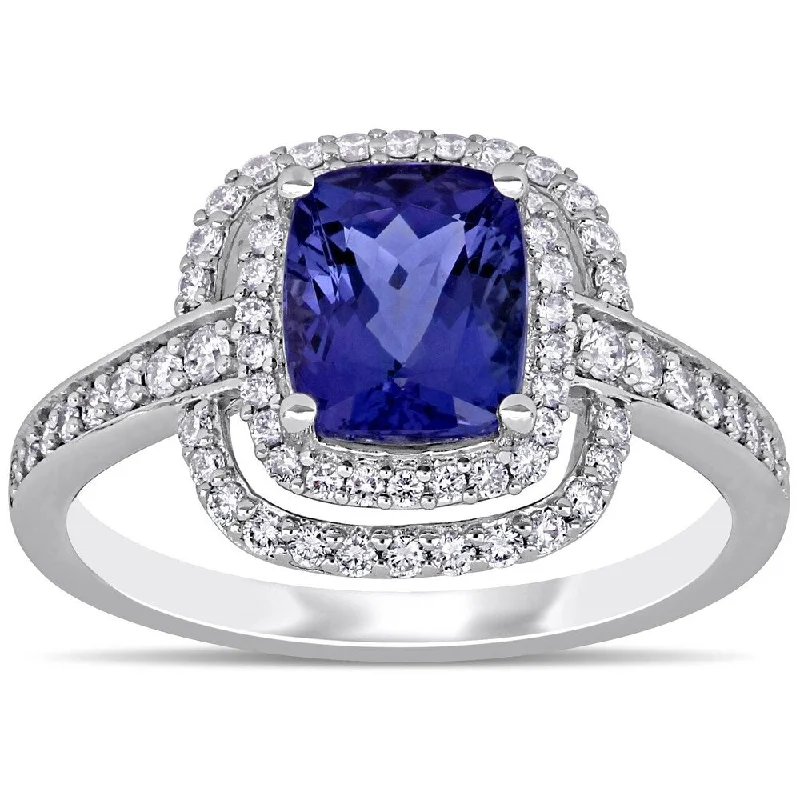 Turquoise Gemstone Rings in 925 Silver with a Southwestern - Inspired Design for a Rustic CharmMiadora 14k White Gold Cushion-Cut Tanzanite and 1/2ct TDW Double Halo Engagement Ring