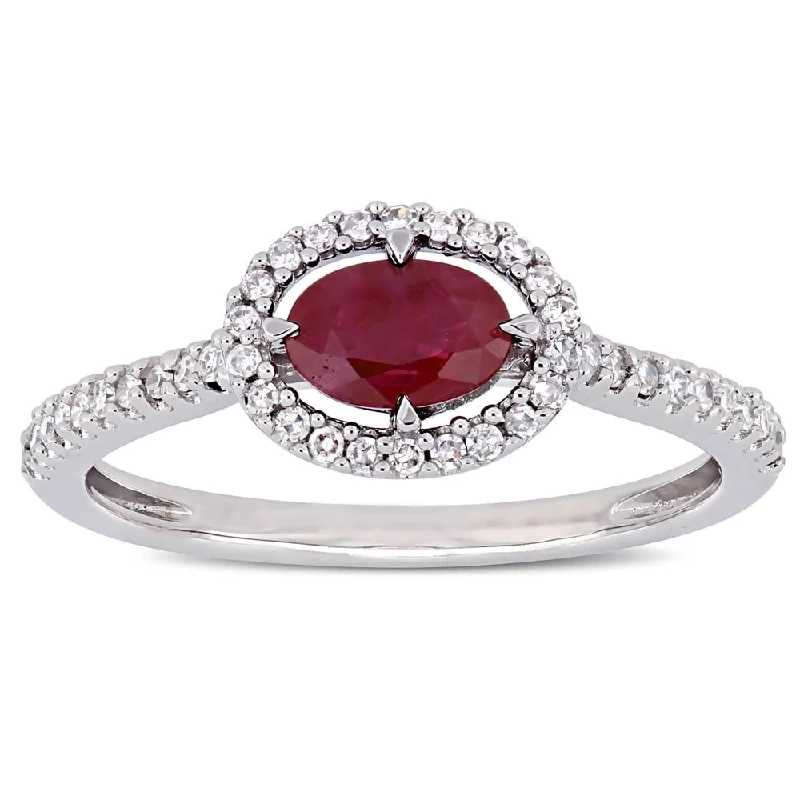 Amethyst Gemstone Rings in Sterling Silver with a Halo of Cubic Zirconia for a Budget - Friendly LuxuryMiadora 14k White Gold Ruby and 1/5ct TDW Diamond Floating Oval Halo Engagement Ring