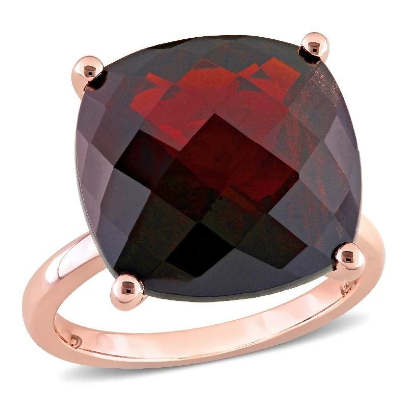 Jasper Gemstone Rings in 18K Gold Vermeil with a Matte Finish for a Subtle and Elegant LookMiadora 15ct TGW Cushion Checkerboard Garnet Cocktail Ring in 14k Rose Gold