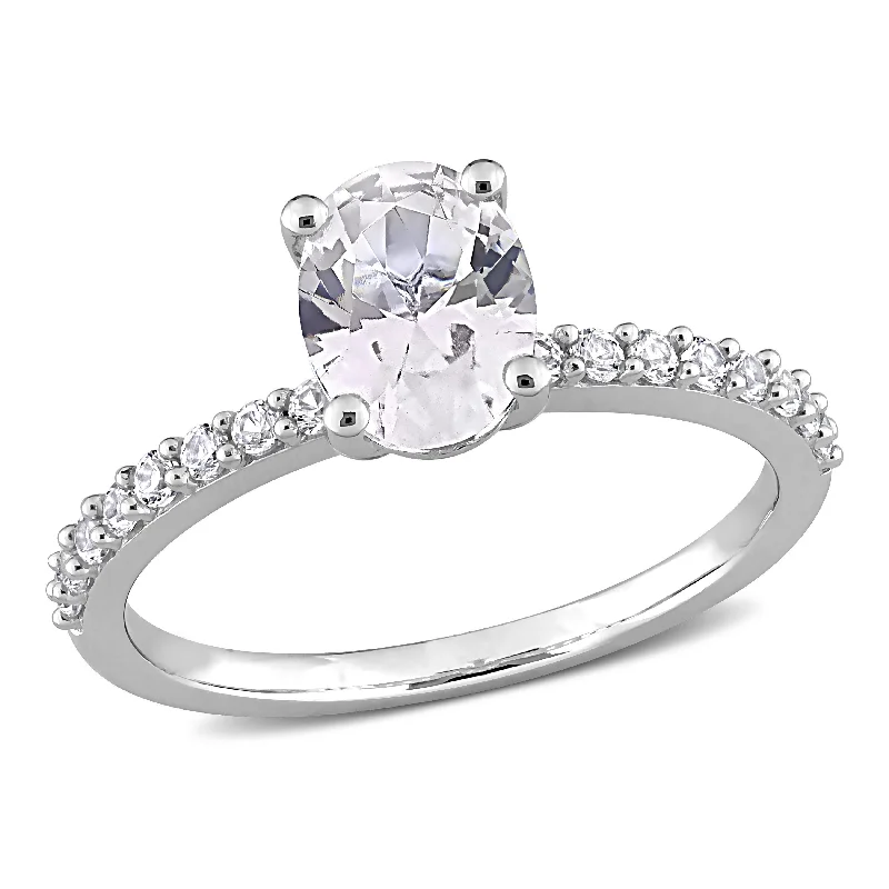 Amethyst Gemstone Rings in Sterling Silver with a Halo of Cubic Zirconia for a Budget - Friendly LuxuryMiadora 2 1/3 ct TGW Oval Shape Created White Sapphire Solitaire Engagement Ring in 10k White Gold