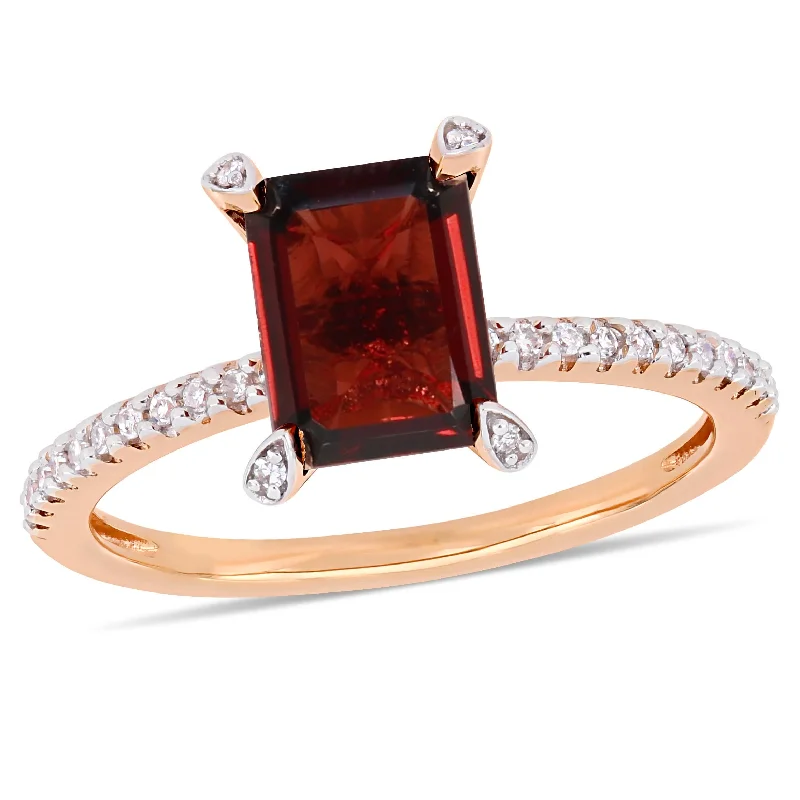 Aquamarine Gemstone Rings in 9K Gold with a Bezel Setting for a Modern and Secure FitMiadora 2 1/8ct TGW Octagon-Cut Garnet and 1/10ct TW Diamond Ring in 10k Rose Gold