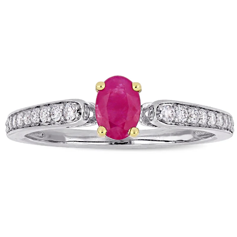 Ruby Gemstone Rings in 14K Yellow Gold with a Solitaire Setting for a Classic and Bold StatementMiadora 2-Tone 10k White and Yellow Gold Ruby and 1/6ct TDW Diamond Engagement Ring