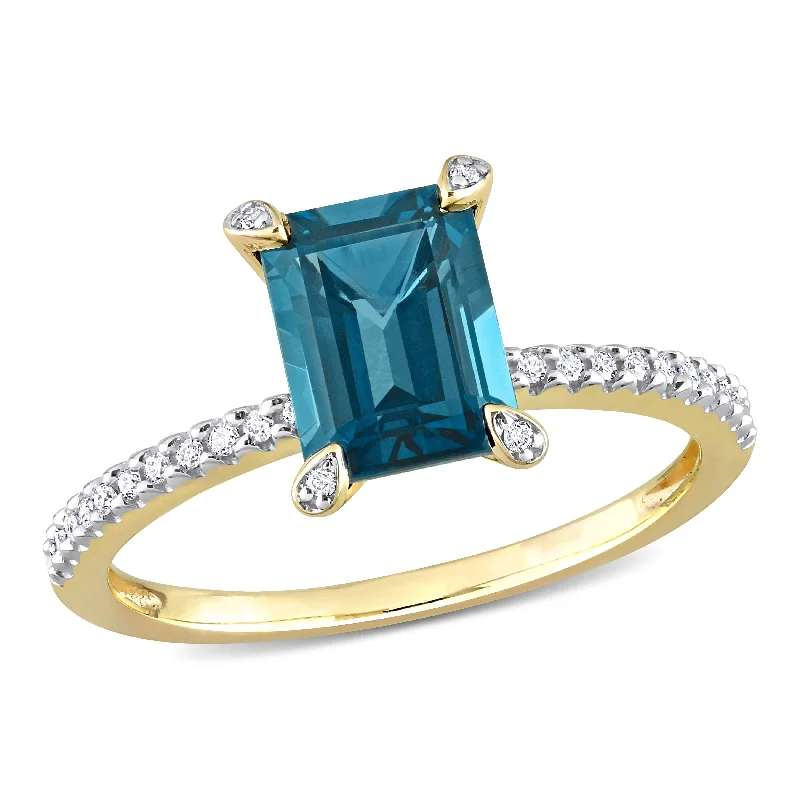 Citrine Gemstone Rings in Stainless Steel with a Stackable Design for a Trendy Everyday WearMiadora 2ct TGW London Blue Topaz and 1/10ct TDW Diamond Octagonal Ring in 14k Yellow Gold