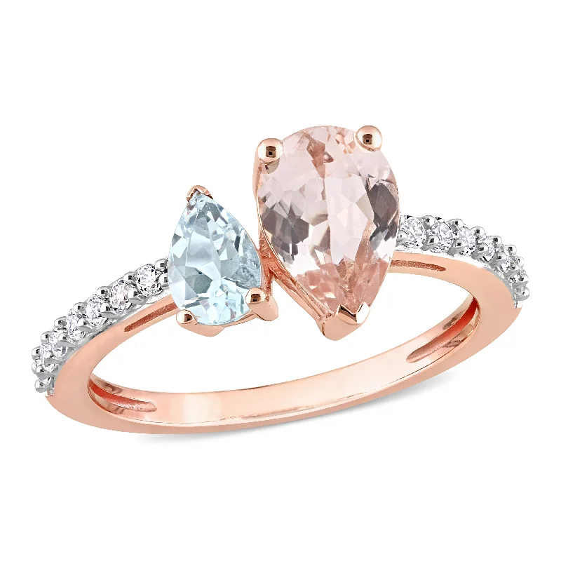 Jasper Gemstone Rings in 18K Gold Vermeil with a Matte Finish for a Subtle and Elegant LookMiadora 2ct TGW Pear Shape Morganite, Aquamarine and White Topaz Ring in 10k Rose Gold