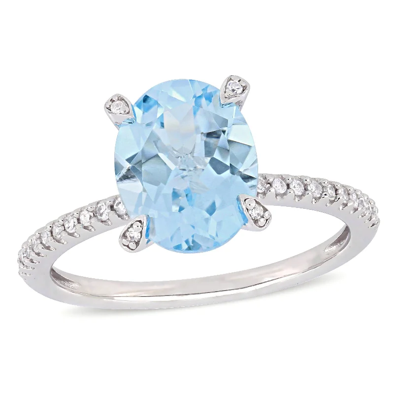 Alexandrite Gemstone Rings in Platinum with a Hidden Halo for a Rare and Luxurious PieceMiadora 3 4/5ct TGW Oval-Cut Sky Blue Topaz and 1/10ct TW Diamond Ring in 10k White Gold