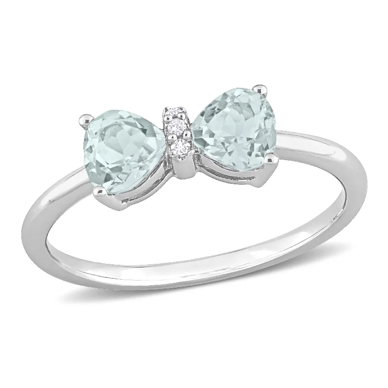 Tourmaline Gemstone Rings in 18K Two - Tone Gold with a Floral - Shaped Setting for a Feminine TouchMiadora 3/4ct TGW Aquamarine and Diamond Accent Bow Ring in 10k White Gold