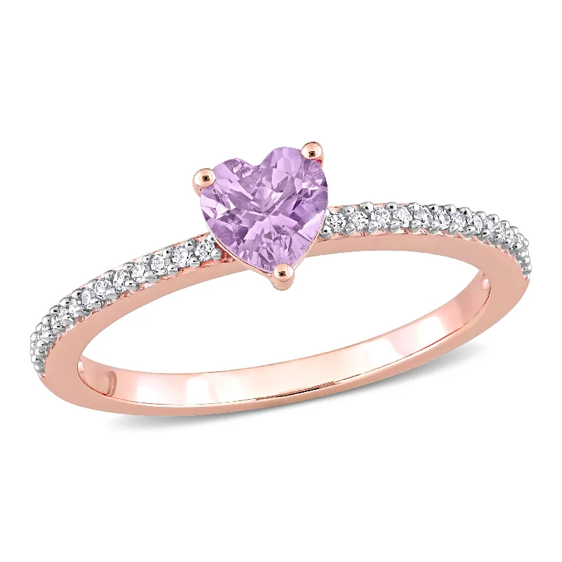 Alexandrite Gemstone Rings in Platinum with a Hidden Halo for a Rare and Luxurious PieceMiadora 3/8ct TGW Heart Shaped Rose de France and 1/10ct TW Promise Ring in 10k Rose Gold