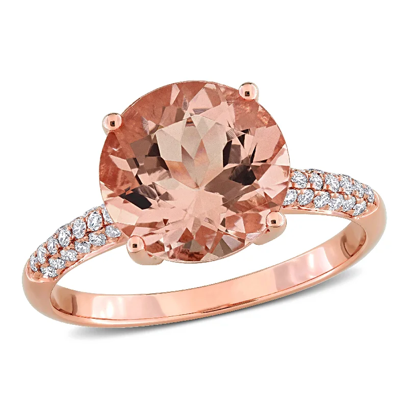 Peridot Gemstone Rings in 14K Gold - Filled Metal with a Pave - Set Band for a Sparkling LookMiadora 3ct TGW Morganite and 1/5ct TW Diamond Engagement Ring in 14k Rose Gold