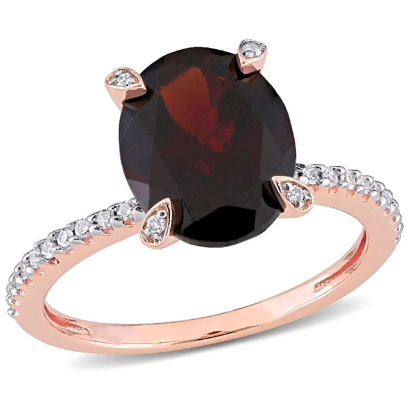 Alexandrite Gemstone Rings in Platinum with a Hidden Halo for a Rare and Luxurious PieceMiadora 3ct TGW Oval-Cut Garnet and 1/10ct TW Diamond Ring in 10k Rose Gold