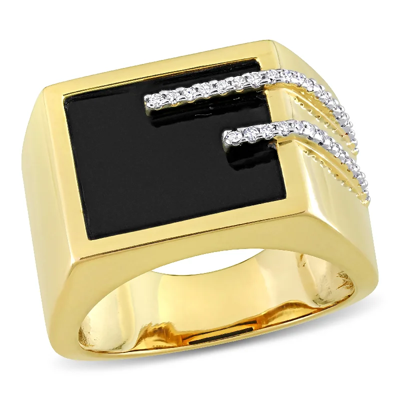 Tanzanite Gemstone Rings in 10K Gold with a Trilogy Design for a Sophisticated GiftMiadora 5ct TGW Square Black Onyx and 1/6 ct TDW Diamond Mens Ring in Yellow Silver