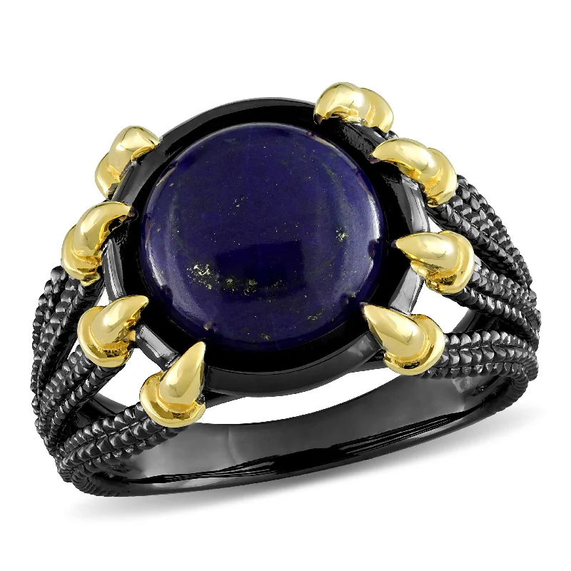 Emerald Gemstone Rings Set in Platinum with Filigree Work for a Vintage - Inspired LookMiadora 6 ct TGW Lapis Gothic Mens Ring in Yellow and Black Sterling Silver