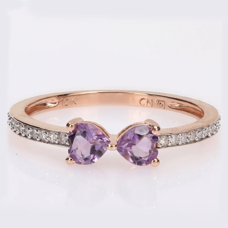 Emerald Gemstone Rings Set in Platinum with Filigree Work for a Vintage - Inspired LookMiadora Heart-cut Amethyst and 1/10ct TDW Diamond Bow Ring in 10k Rose Gold