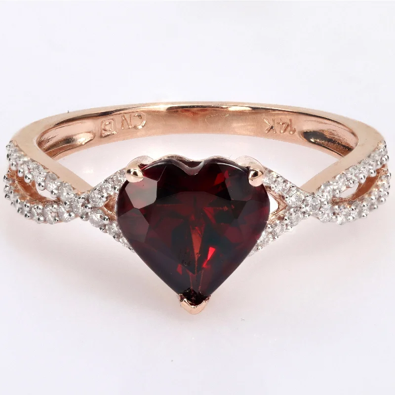 Tourmaline Gemstone Rings in 18K Two - Tone Gold with a Floral - Shaped Setting for a Feminine TouchMiadora Heart-cut Garnet and 1/5ct TDW Diamond Crossover Ring in 14k Rose Gold