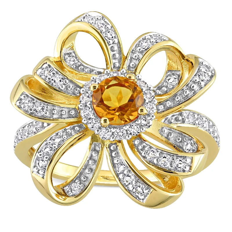 Alexandrite Gemstone Rings in Platinum with a Hidden Halo for a Rare and Luxurious PieceMiadora Madeira Citrine and White Topaz Floral Cluster Ring in 18k Yellow Plated Sterling Silver