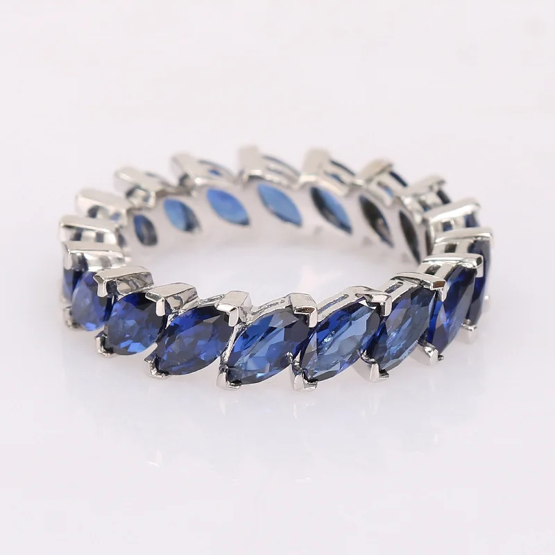 Iolite Gemstone Rings in 10K Gold with a Twisted Band for a Distinctive and Stylish AccessoryMiadora Marquise-cut Created Blue Sapphire Full-Eternity Band in 14k White Gold