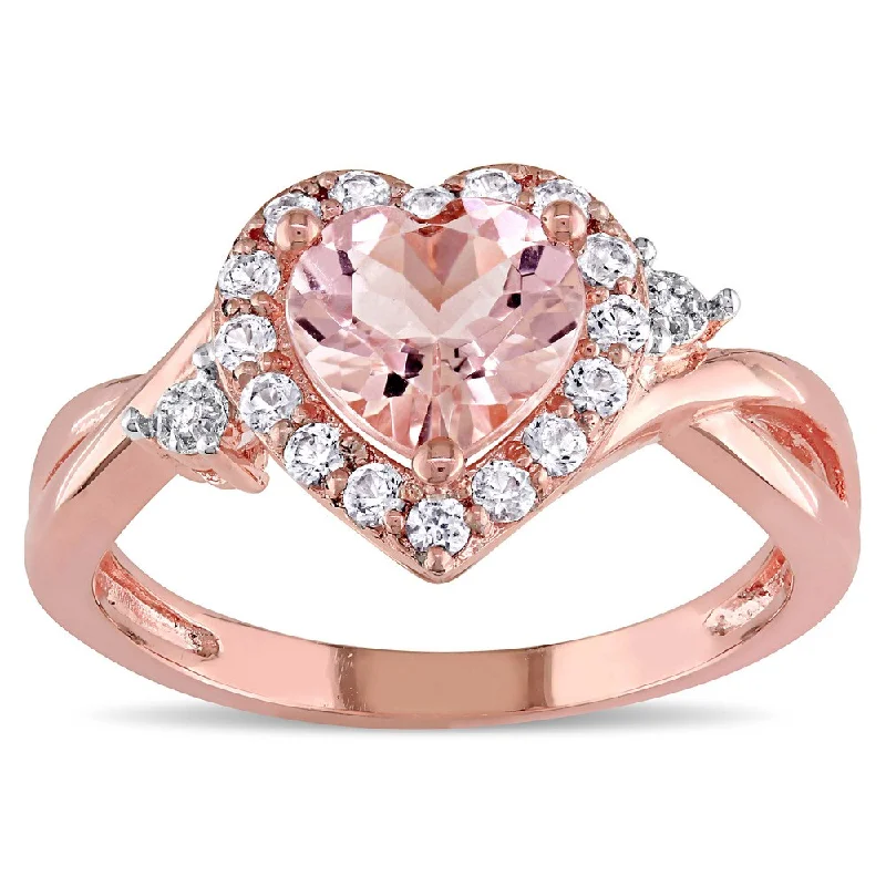 Tanzanite Gemstone Rings in 10K Gold with a Trilogy Design for a Sophisticated GiftMiadora Rose Plated Sterling Silver Morganite, Created White Sapphire and Diamond Accent Heart Infin - Pink