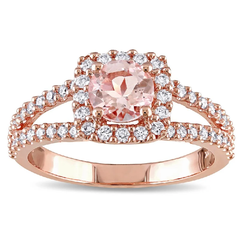 Sapphire Gemstone Rings in 18K White Gold with Diamond Accents for an Elegant EngagementMiadora Signature Collection 14k Rose Gold Morganite and 1/2ct TDW Diamond Halo Split Shank Engagement Ring (G-H, I1-I2) - Pink