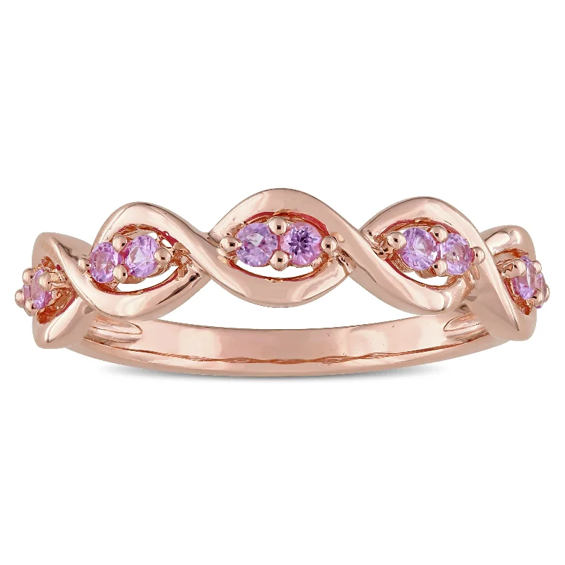 Agate Gemstone Rings in Sterling Silver with a Mosaic - Inspired Inlay for a Bohemian StyleMiadora Signature Collection 14k Rose Gold Pink Sapphire Semi-Eternity Infinity Anniversary Band