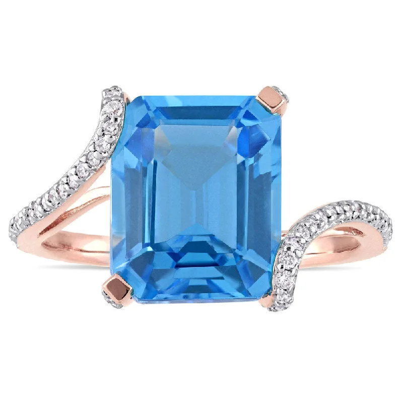 Alexandrite Gemstone Rings in Platinum with a Hidden Halo for a Rare and Luxurious PieceMiadora Signature Collection 14k Rose Gold Swiss-Blue Topaz and 1/4ct TDW Diamond Bypass Cocktail Ring - Blue