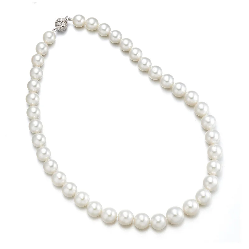 Birthstone necklaces for moms10-12.9mm South Sea Pearl Necklace with Pierced Diamond Clasp