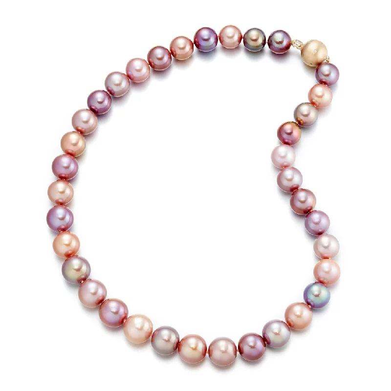 Vintage coin pendants for antique looks11-12.5mm Multi-Color Pearl Necklace