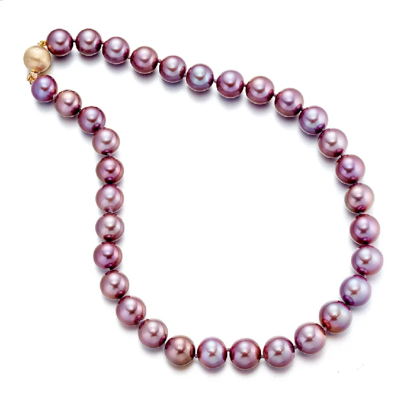 Animal-shaped pendants for nature enthusiasts12-14mm Deep Lavender Pearl Necklace