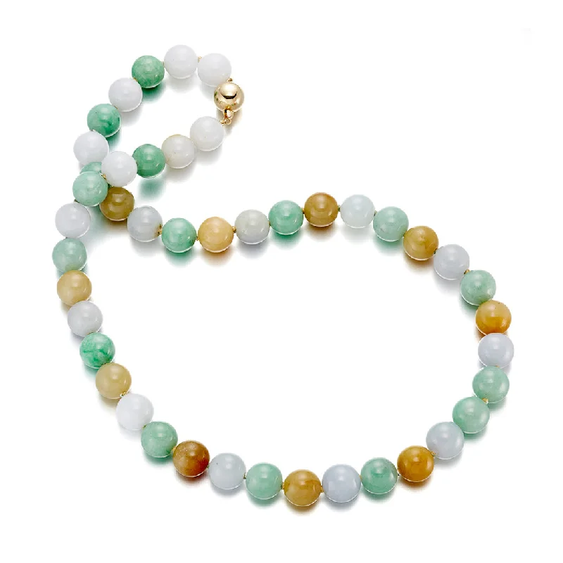 Layered chain necklaces for everyday wear12.5-13.5mm Multi-Color Jade Bead Necklace