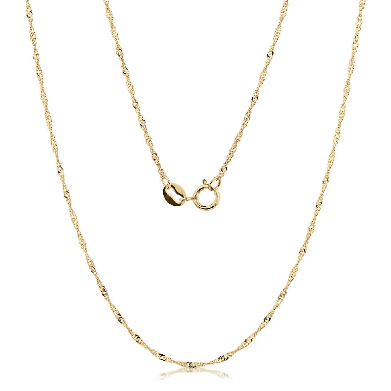 Infinity symbol necklaces for couples45CM singapore chain in 10 carat yellow gold