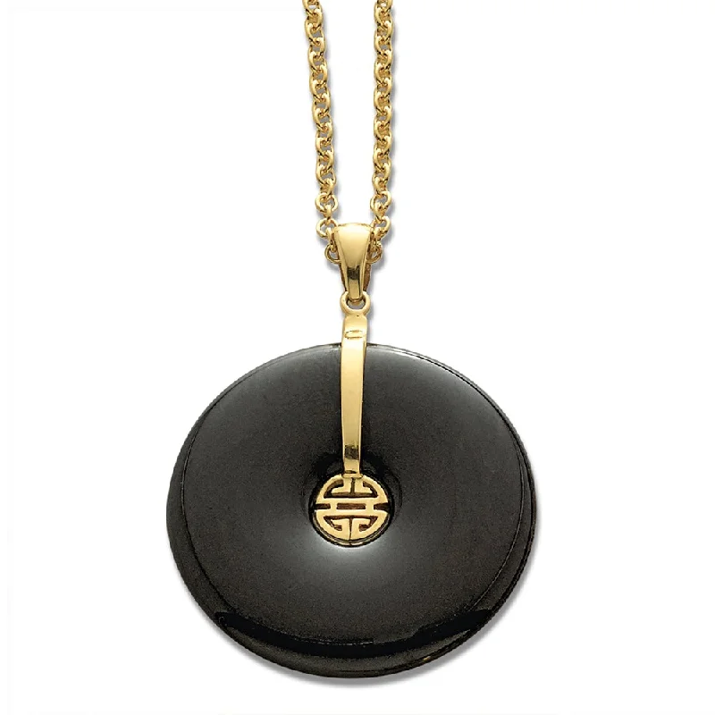 Vintage coin pendants for antique looksBlack Jade Pi & Gold Shou Pendant