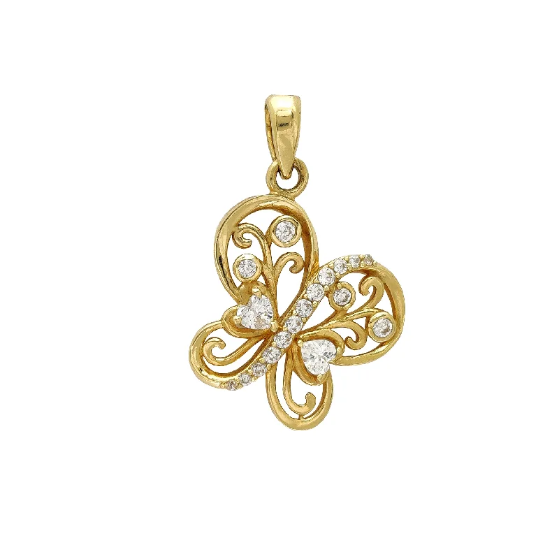 Mother - of - Pearl Inlaid Seahorse Pendant for Beach LoversButterfly Outline CZ Pendant (14K)