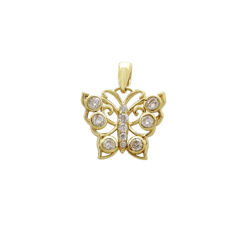 Pearl - Embellished Floral Pendant for a Feminine and Romantic LookButterfly Outline CZ Pendant (14K)