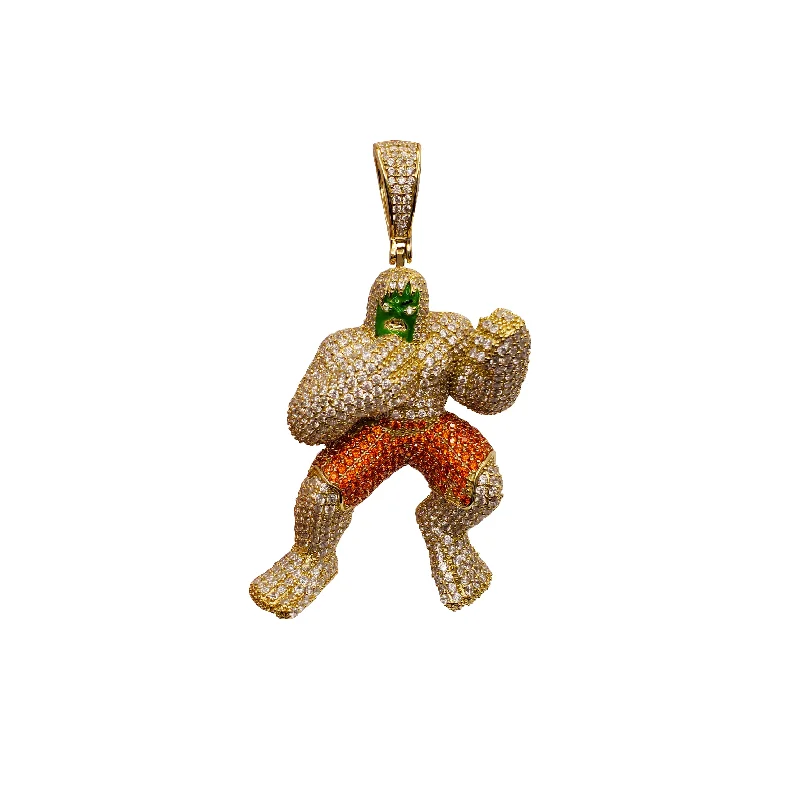 Gold-plated pendants for affordable luxuryIced-Out Hulk Pendant (Silver)