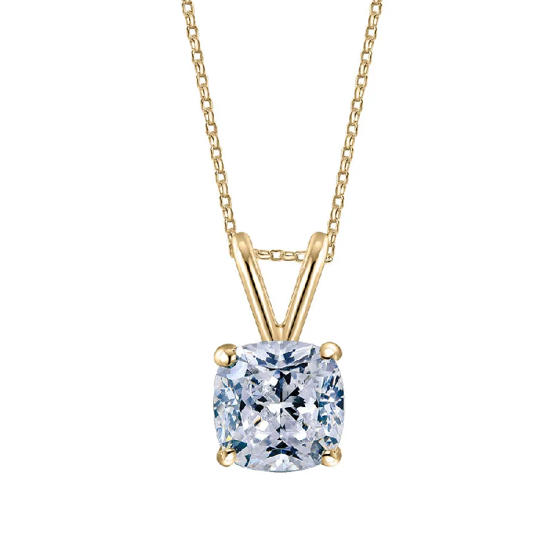 Boho-style beaded necklaces for summerCushion solitaire pendant with 1 carat* diamond simulant in 10 carat yellow gold