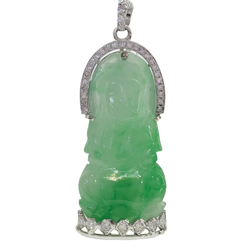 Pearl - Embellished Floral Pendant for a Feminine and Romantic LookDiamond Frame GuanYin Jade Pendant (14K)