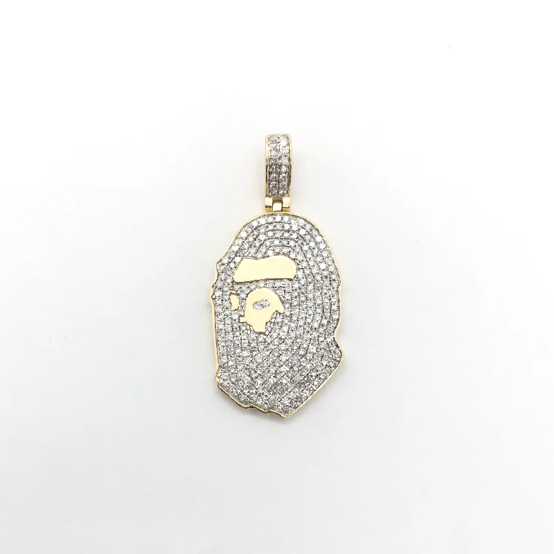 Rhinestone - Encrusted Crown Pendant for Little Girls' Dress - UpDiamond Iced-Out Gorilla Head Pendant (14K)